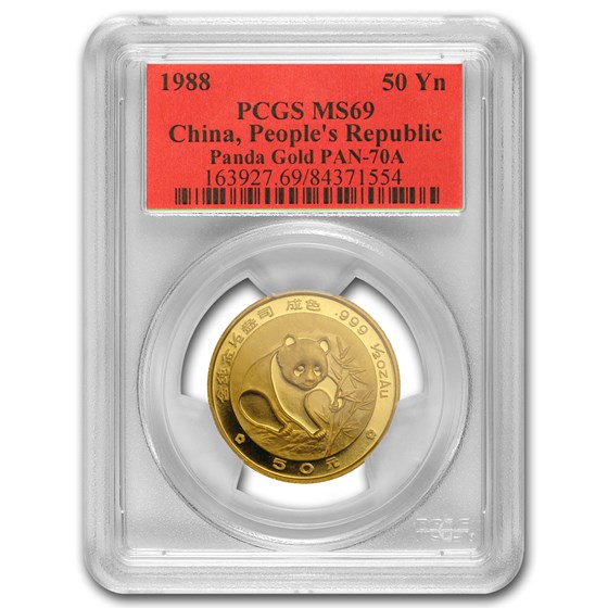 1988 China 1/2 oz Gold Panda MS-69 PCGS 1988 China 1/2 oz Gold Panda MS-69 PCGS